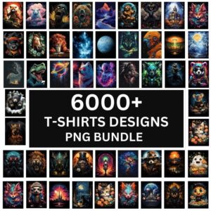 +6000 T-Shirt Designs Bundle, Artistic T-Shirt Designs, Colorful Tshirt PNG